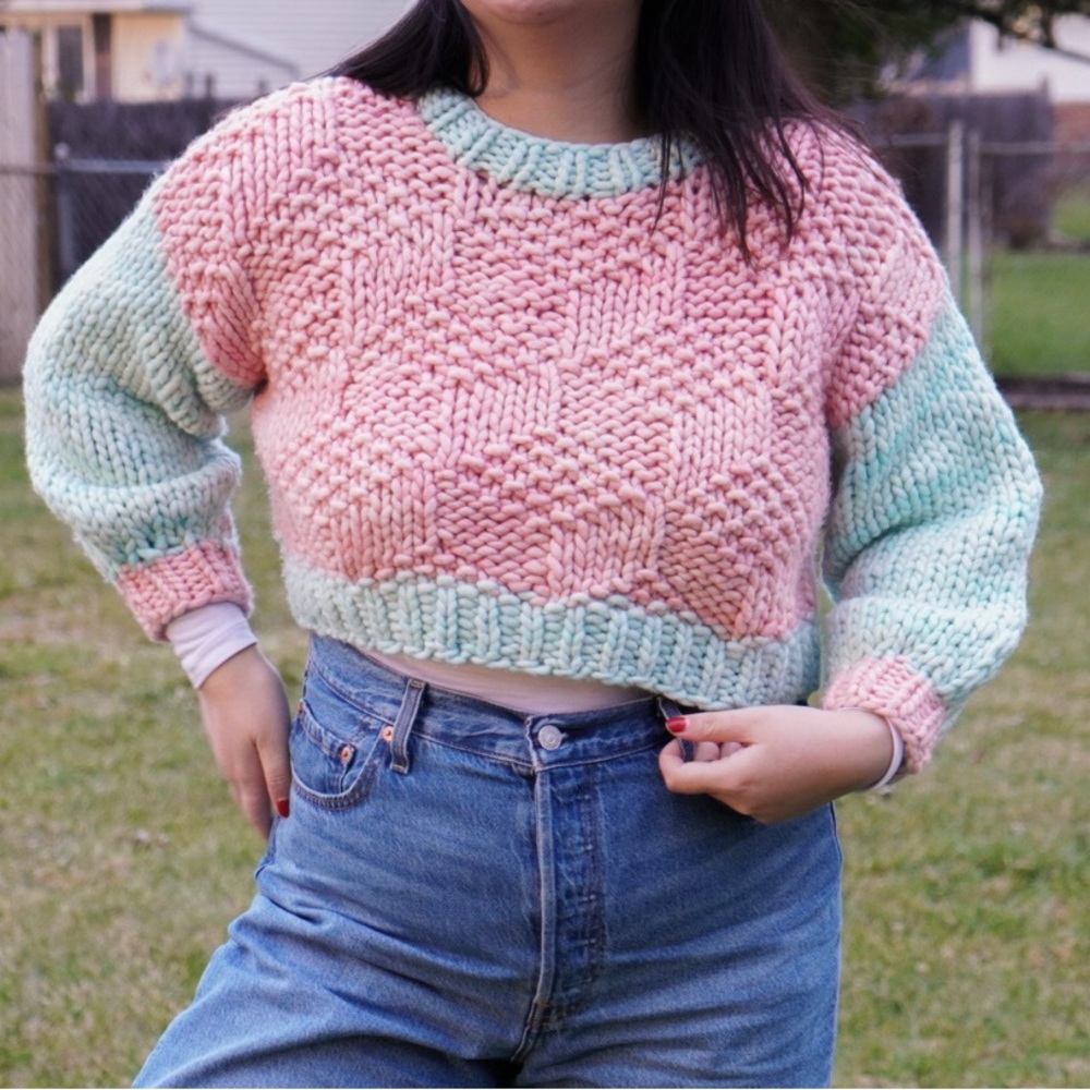 Hand Knit Cropped Sweater